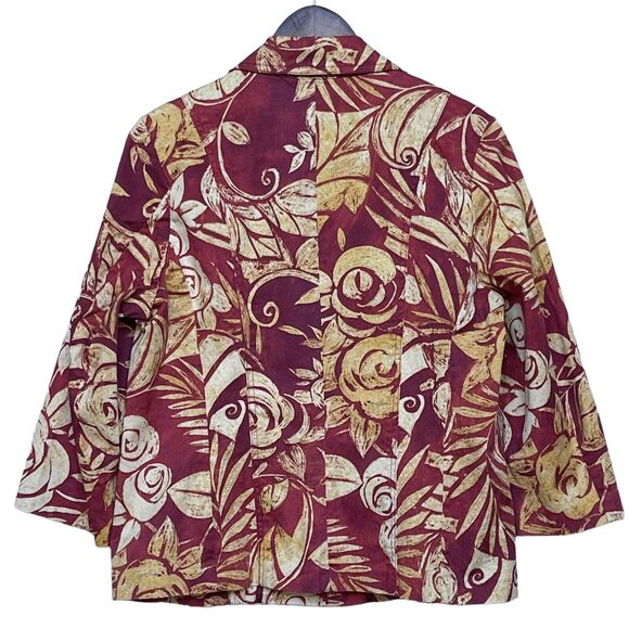 Chico's Women's Blouse Top Size 2 (US L/12) Red Orange Mixed Print Buttons - Picture 8 of 13